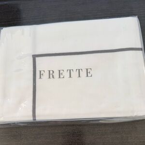 FRETTE ONE BOURDON EURO SHAM 100% COTTON PERCALE WHITE/GREY 26" X 26" INCH $125